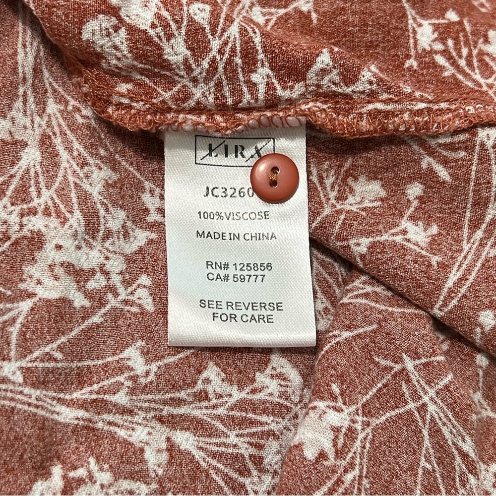 Lira Floral Wrap Skirt Rust White Whisp Flowers Lightweight Flowing Skirt LG - Picture 7 of 7